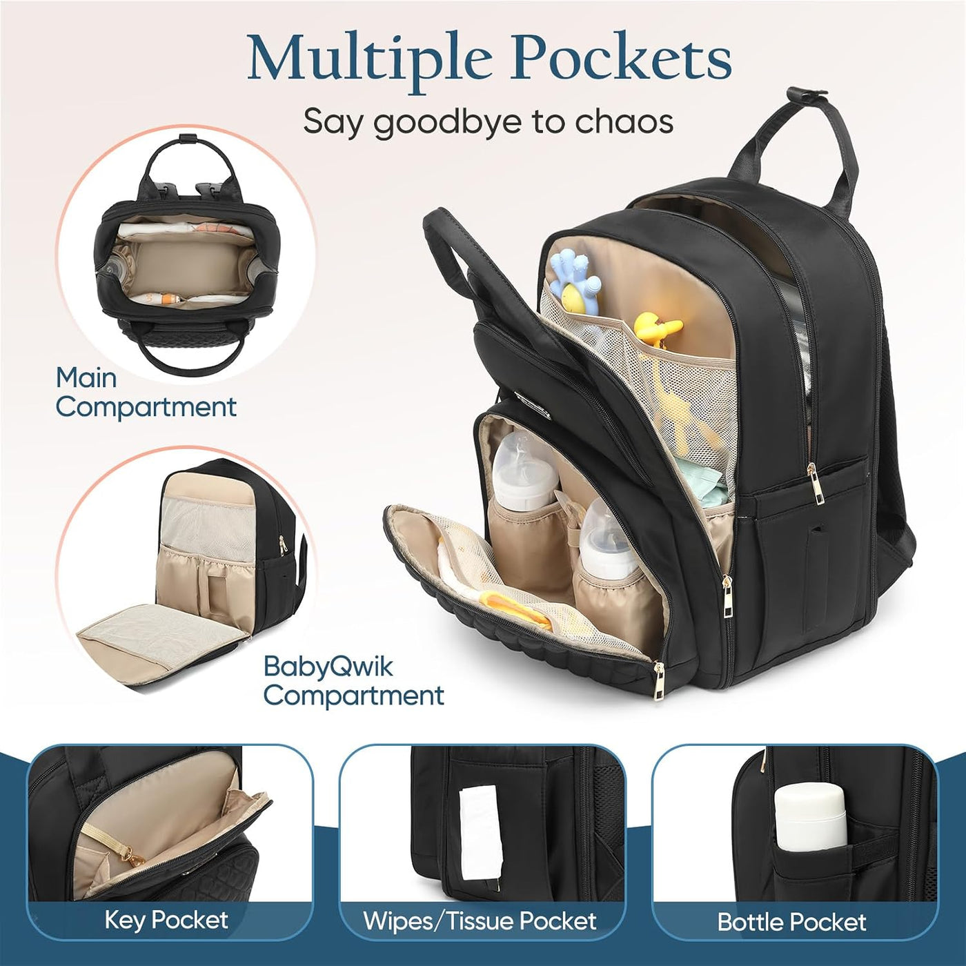 Mochila para pañales Qualyphant - Bolsa de pañales extra grande par...