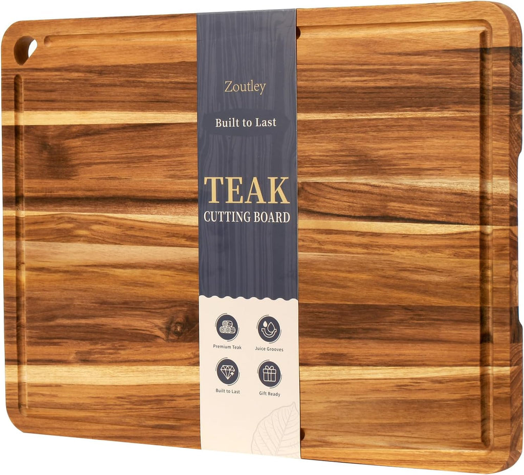 Zoutley Tabla de cortar de madera de teca de 24 x 18 pulgadas para...