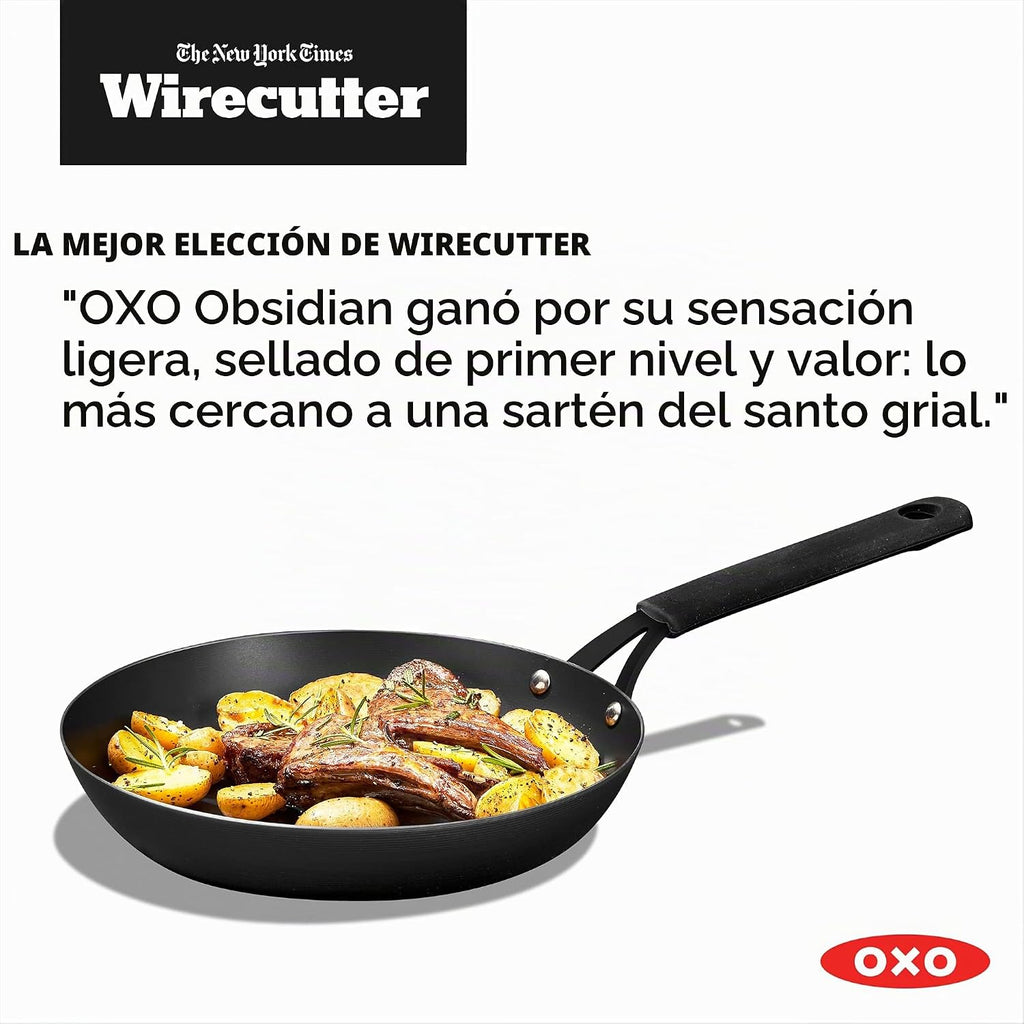 OXO Sartén de Acero al Carbono Pre-Sazonado Obsidian, Sartén de Fre...