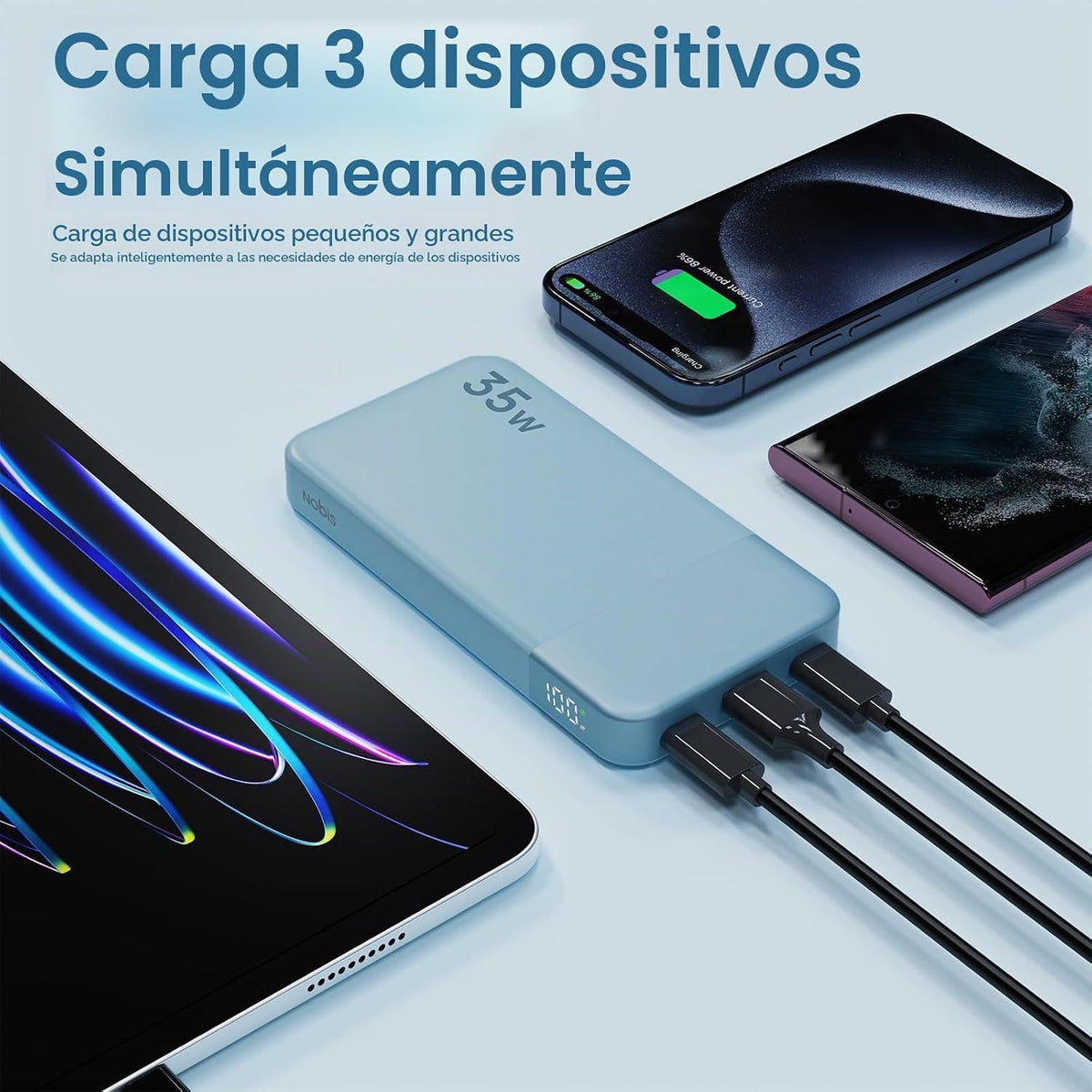 NOBIS Cargador portátil, 45W 20000mAh Power Bank y 35W 10000mAh Pow...