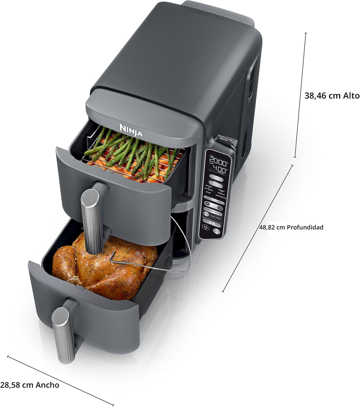 Ninja Freidora de Aire Inteligente DoubleStack XL de 2 Cestas, Sist...