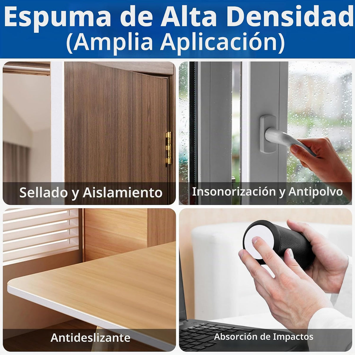 Cinta aislante de espuma autoadhesiva de alta densidad, burlete de...