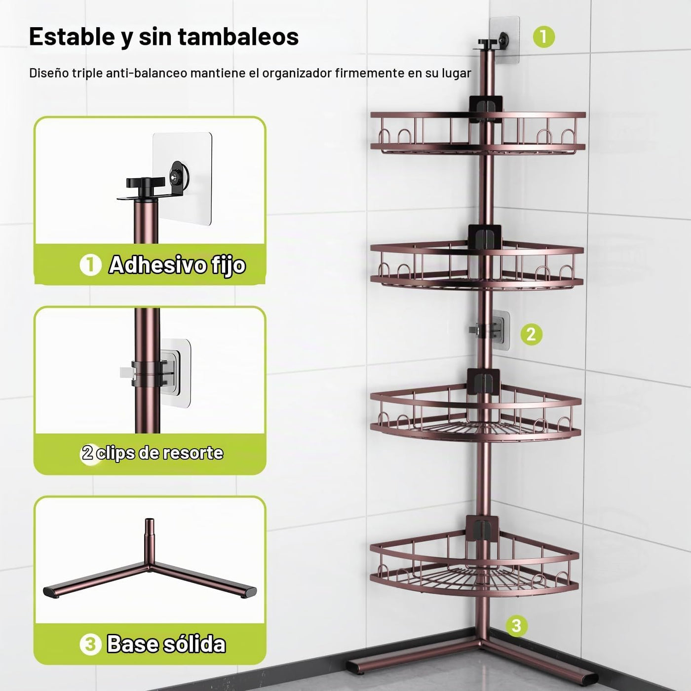 Carrito de ducha de esquina Aitatty | Organizador de 4 niveles sin...