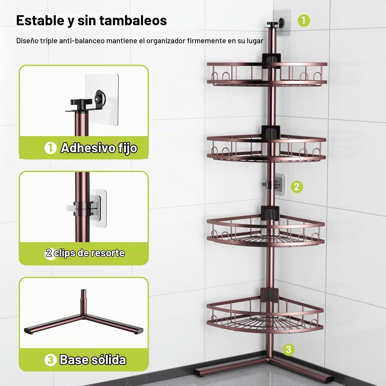 Carrito de ducha de esquina Aitatty | Organizador de 4 niveles sin...