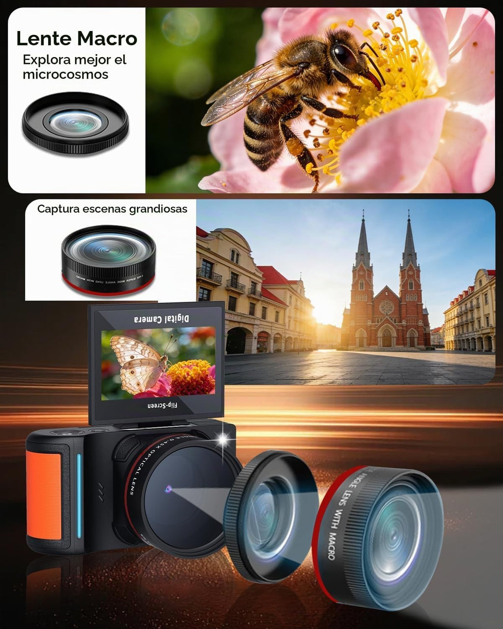 RAZPLYN Cámara digital 6K 96MP Vlogging Cámara para YouTube con pan...