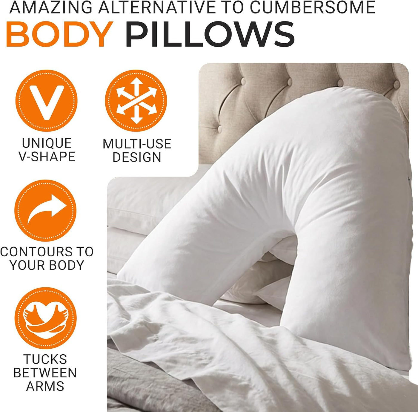 Cheer Collection - Almohada sobredimensionada en forma de V, almoha...