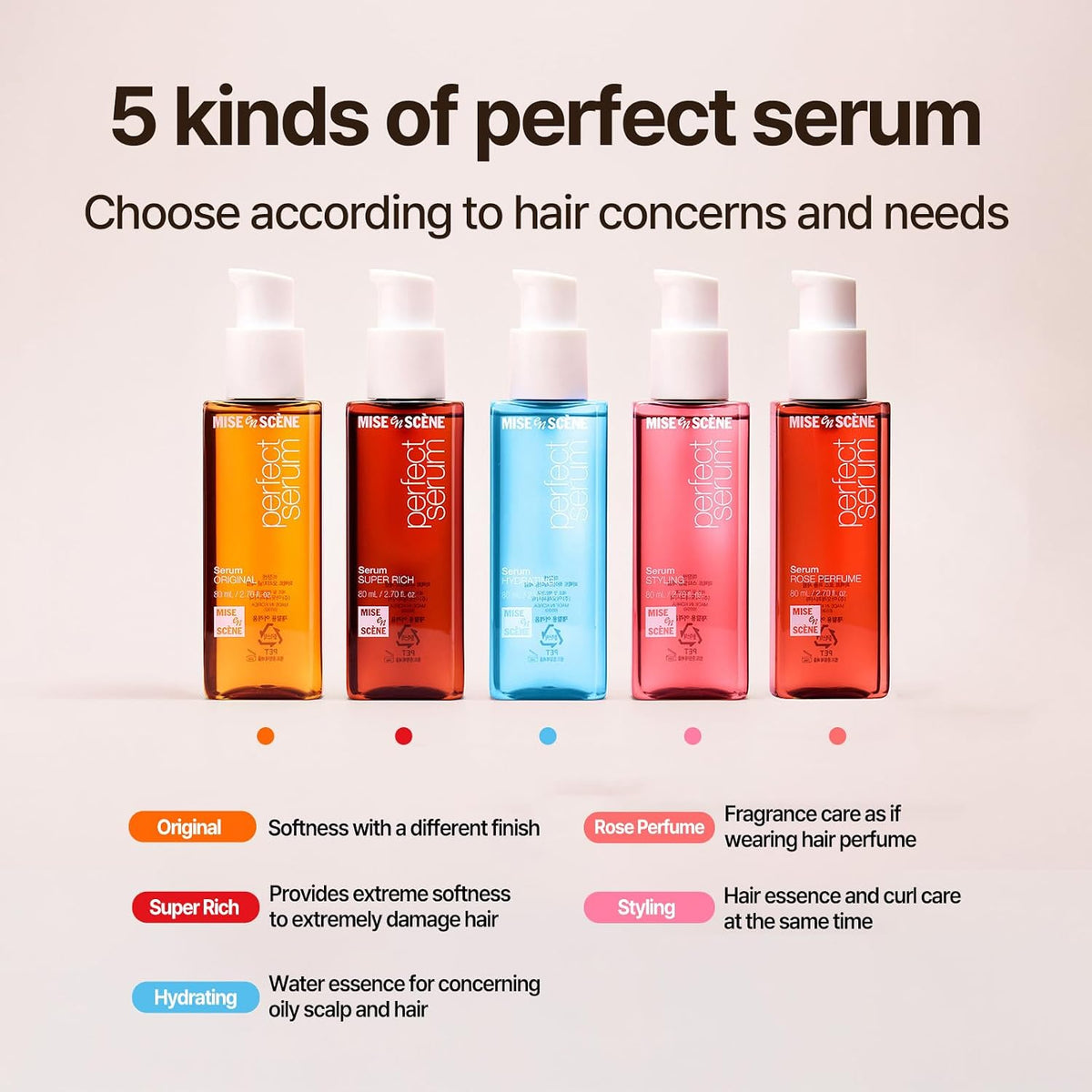 Mise En Scene Perfect Super Rich Serum con aceites de argán, esenci...