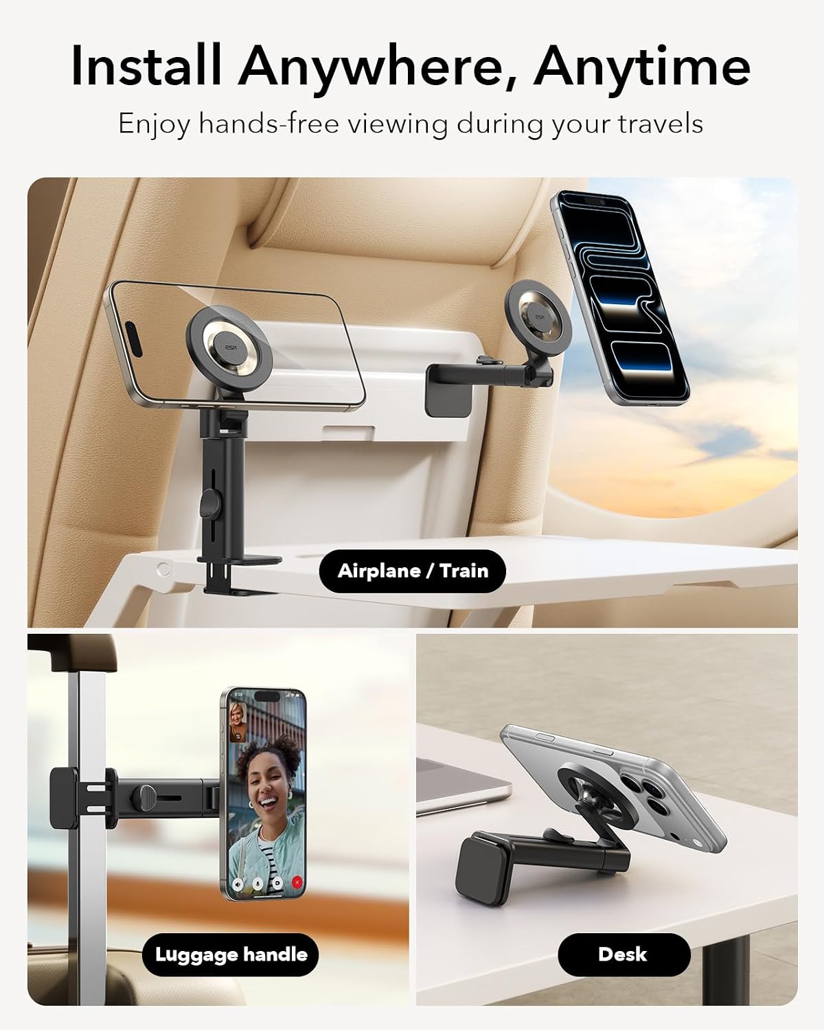 ESR - Soporte para teléfono MagSafe Airplane para iPhone 18 Pro\/Pr...