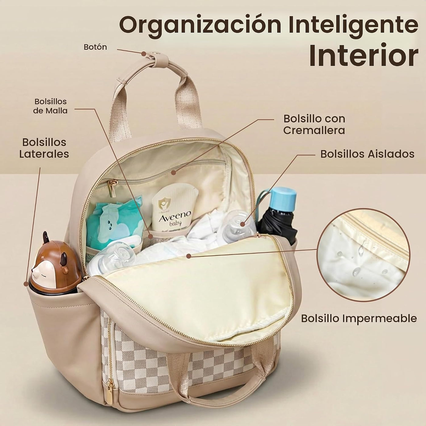 miss fong Bolsa de pañales pequeña \u2013 Mochila para pañales de b...
