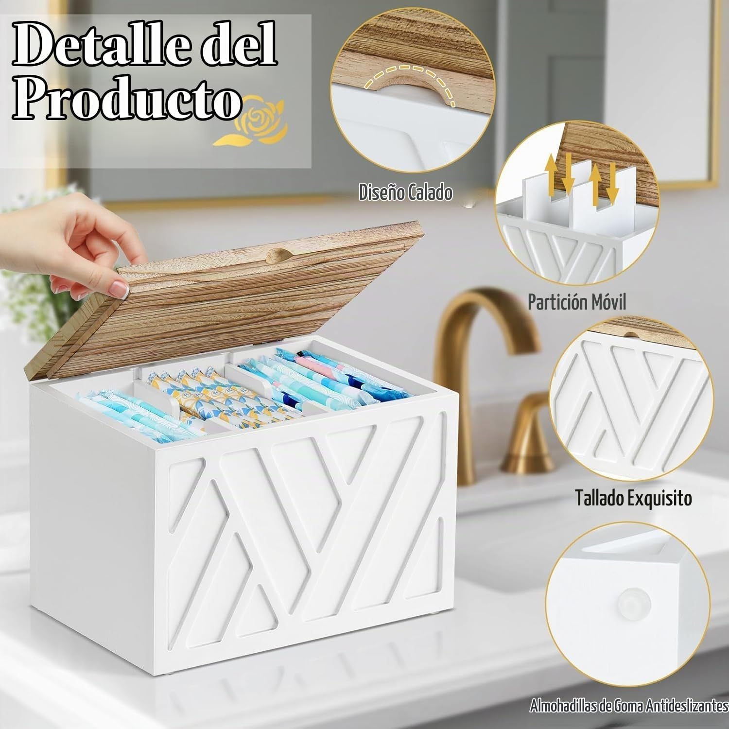 2 piezas de soporte para tampones blanco para decoración de baño, o...
