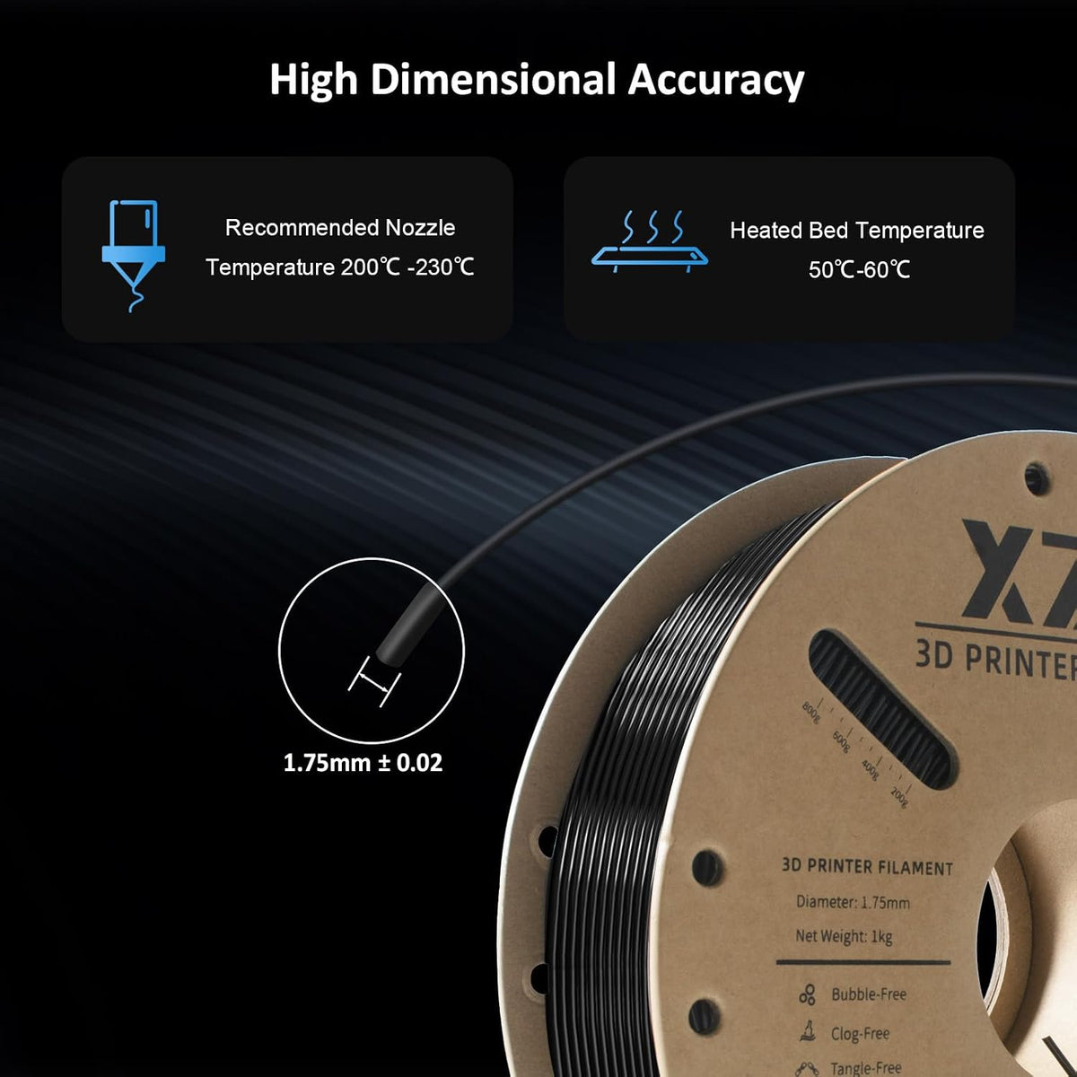 XZN TPU 95A Filamento 1.75mm, Filamento flexible blando 95A para im...