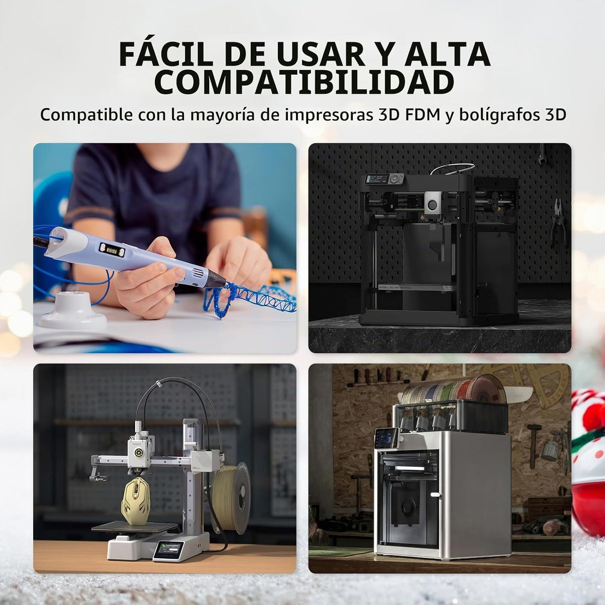 AMOLEN Filamento de impresora 3D Glitter PLA de 1.75 mm Filamento b...