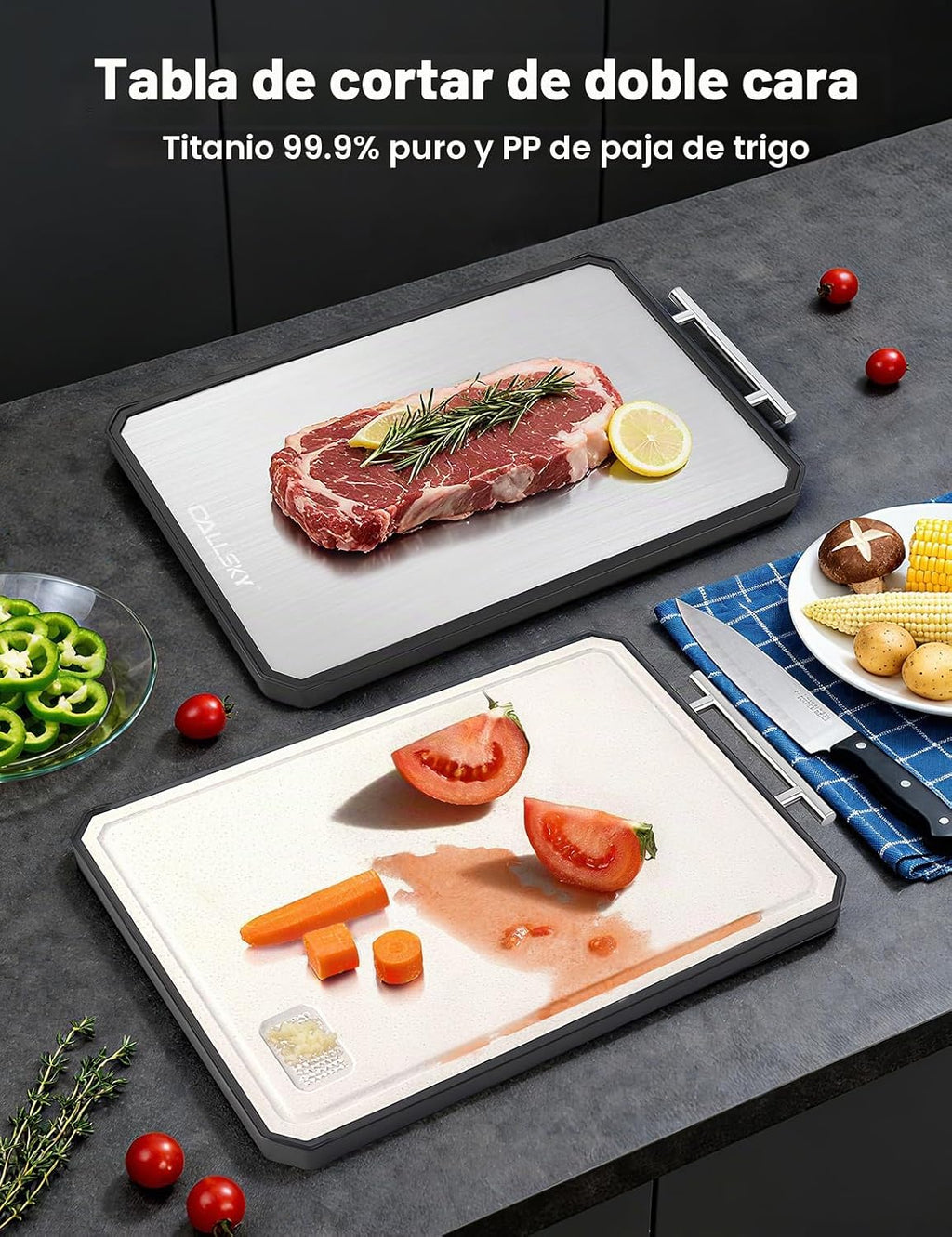 Tabla de cortar de titanio para cocina, tabla de cortar de titanio...