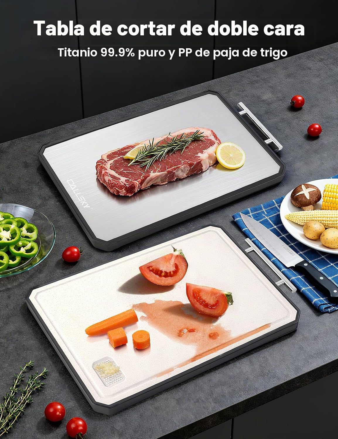 Tabla de cortar de titanio para cocina, tabla de cortar de titanio...