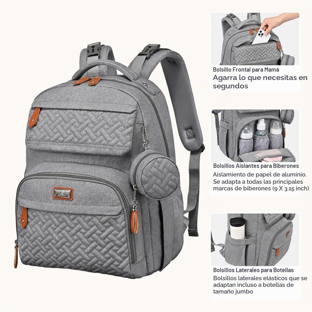 BabbleRoo - Mochila para pañales unisex con cambiador, funda para c...