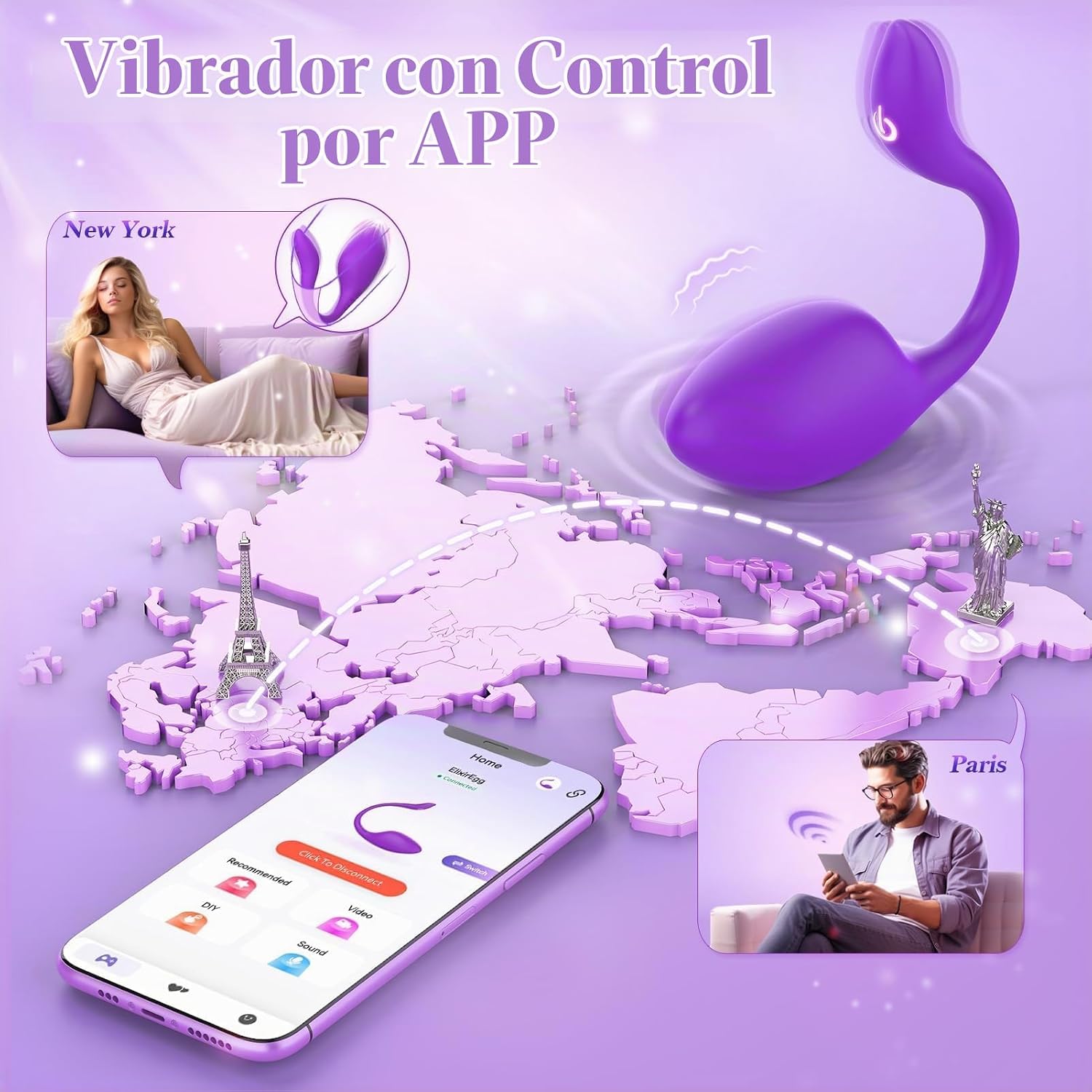 ECRVOM Vibrador AI Sync con dildo - Juguetes sexuales - Huevo vibra...