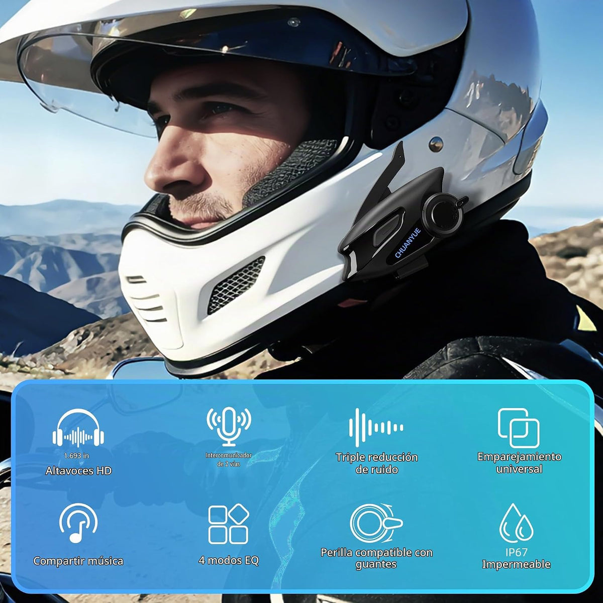 Auriculares Bluetooth para motocicleta con altavoces de casco de 1....
