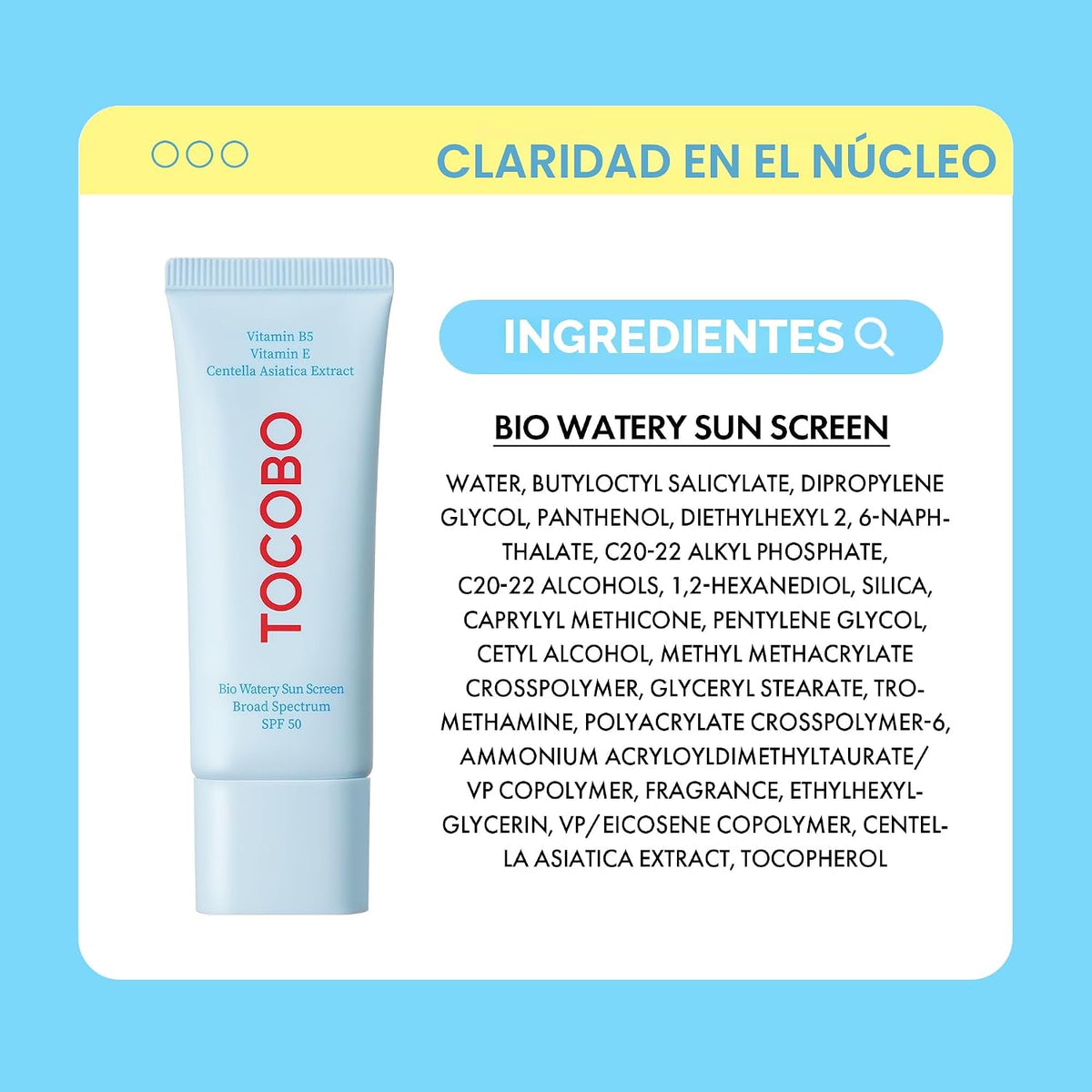 TOCOBO - Crema solar acuosa biológica SPF 50, protector solar corea...