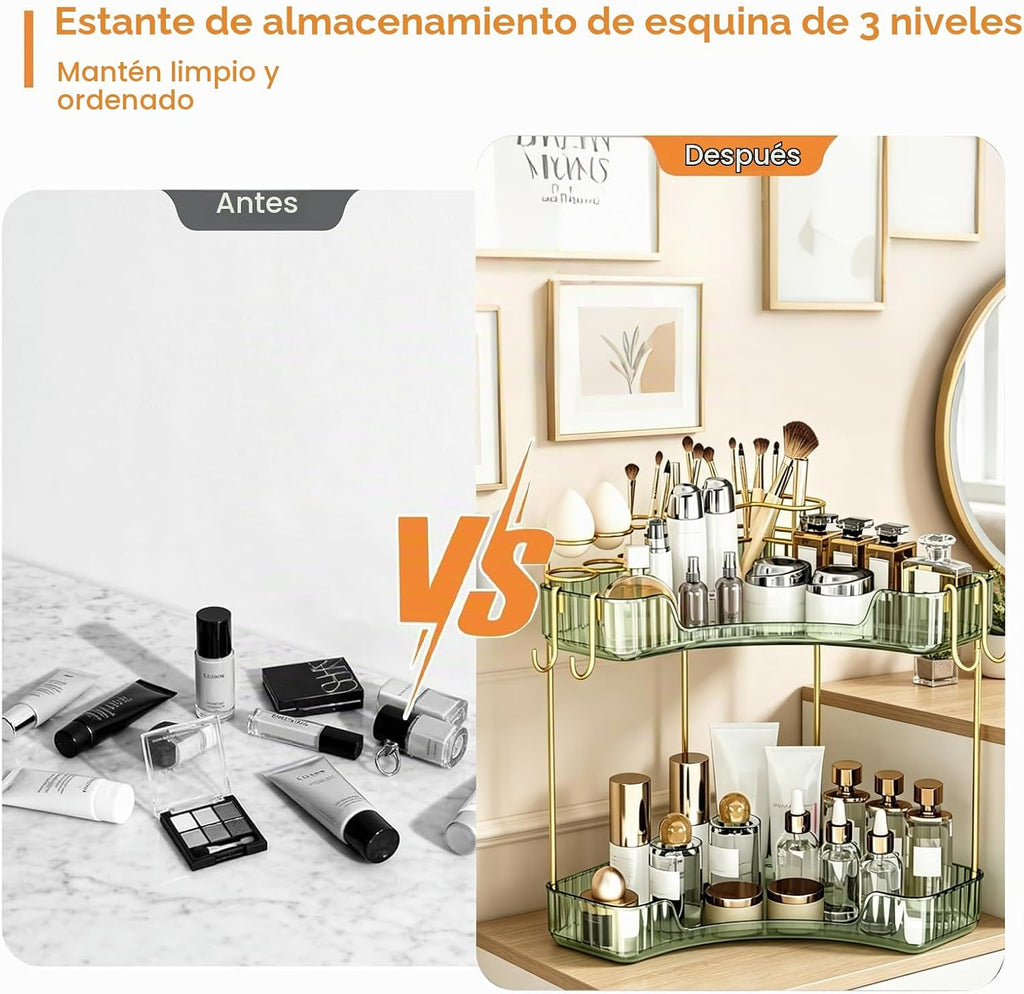 Greenby Organizador esquinero de 2 niveles para mostrador de baño,...