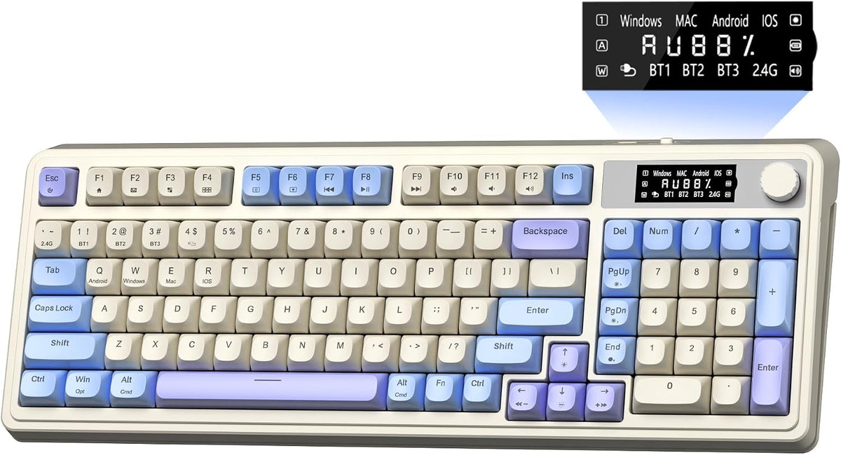 Teclado para juegos AULA S99 Pro, lindo teclado cremoso con pantall...