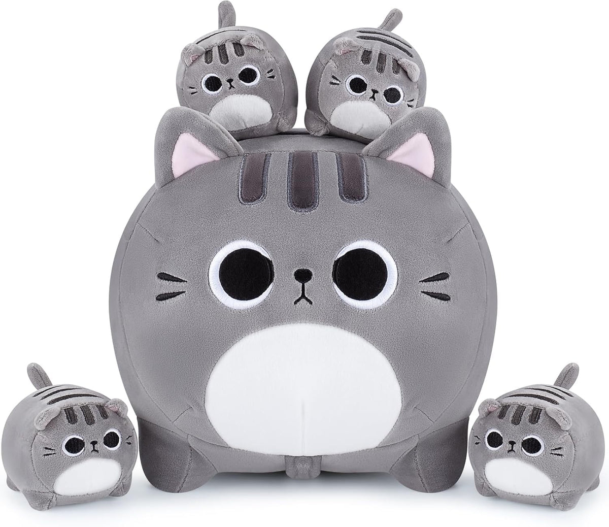5 piezas de peluche de gato gris de la familia de 15.8 pulgadas, ga...