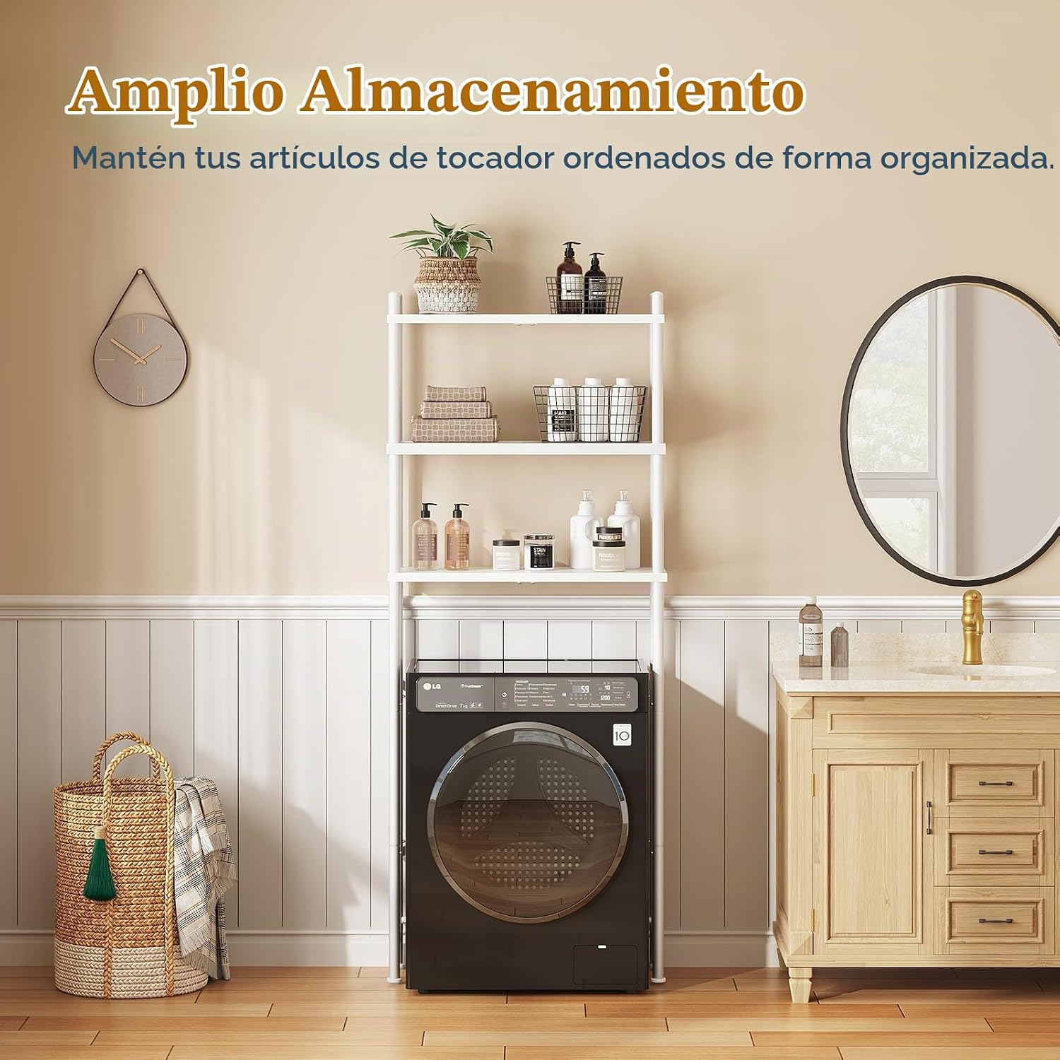 HOOBRO Almacenamiento sobre el inodoro, organizador de baño de 3 ni...