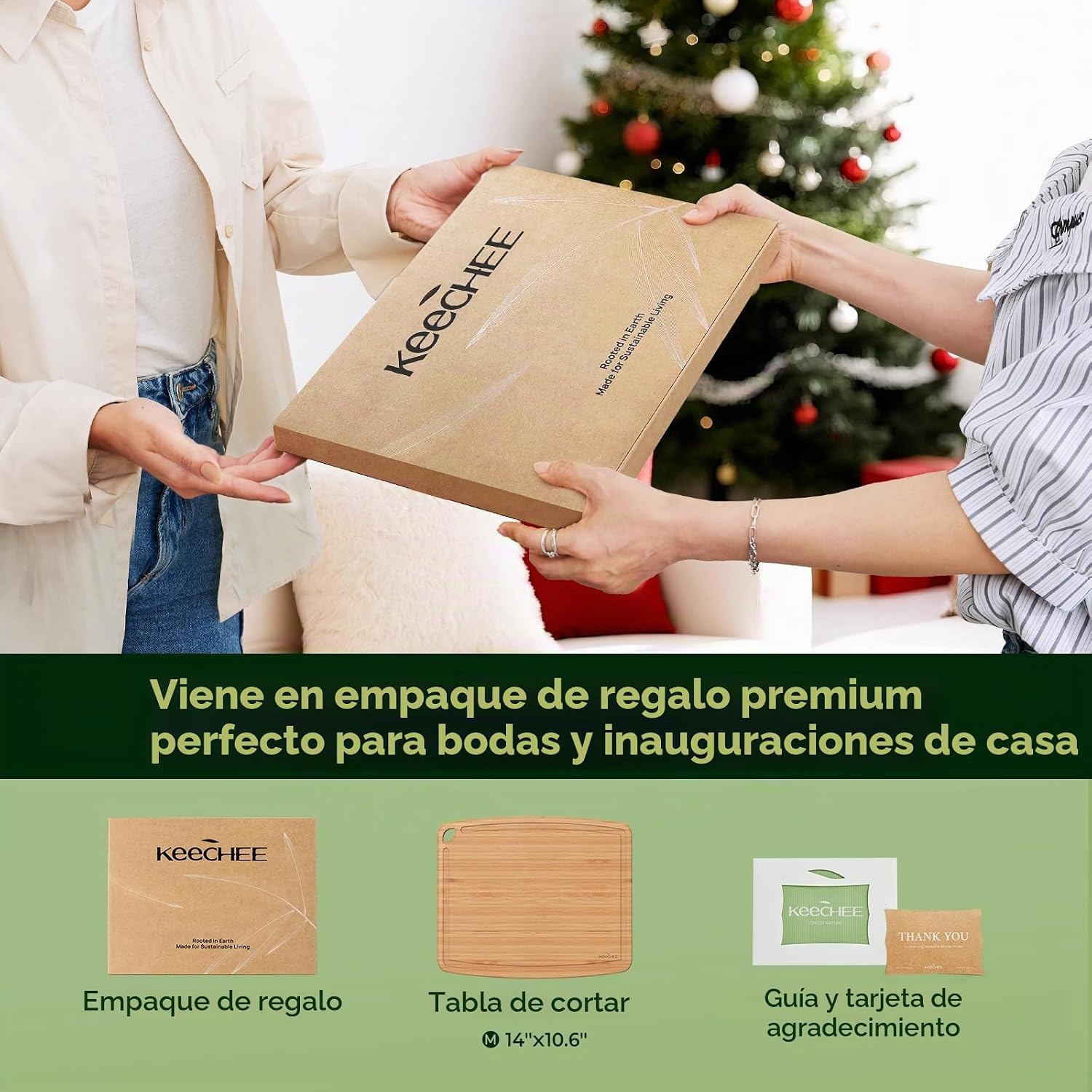 Keechee Tabla de cortar de bambú apta para lavavajillas, tabla de c...