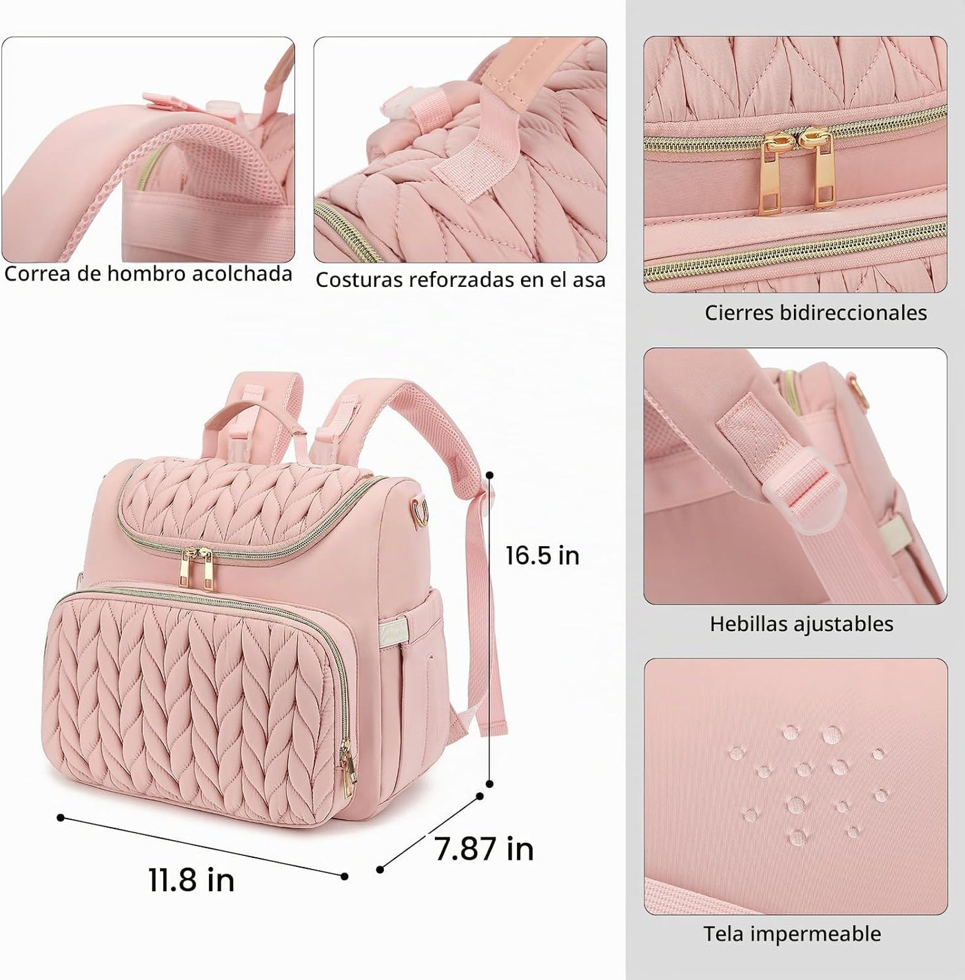 Bevkois Mochila pequeña para pañales acolchada, mini bolsa cruzada...