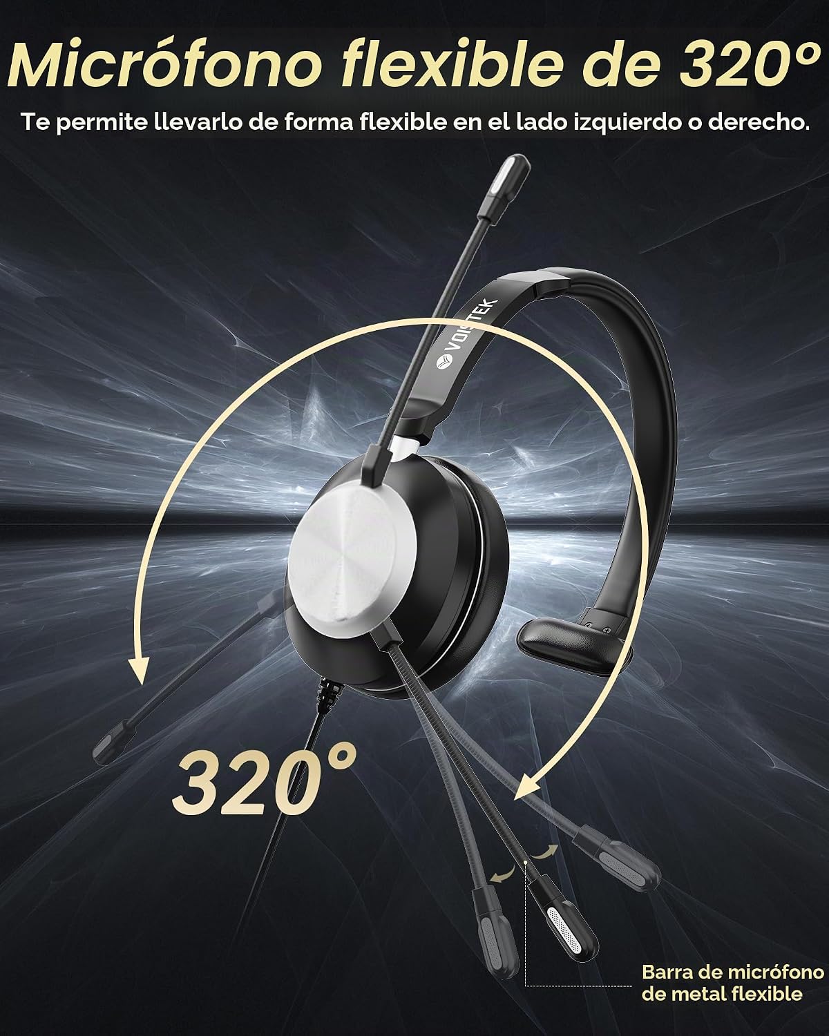 Voistek Auriculares USB con micrófono para PC, auriculares de traba...