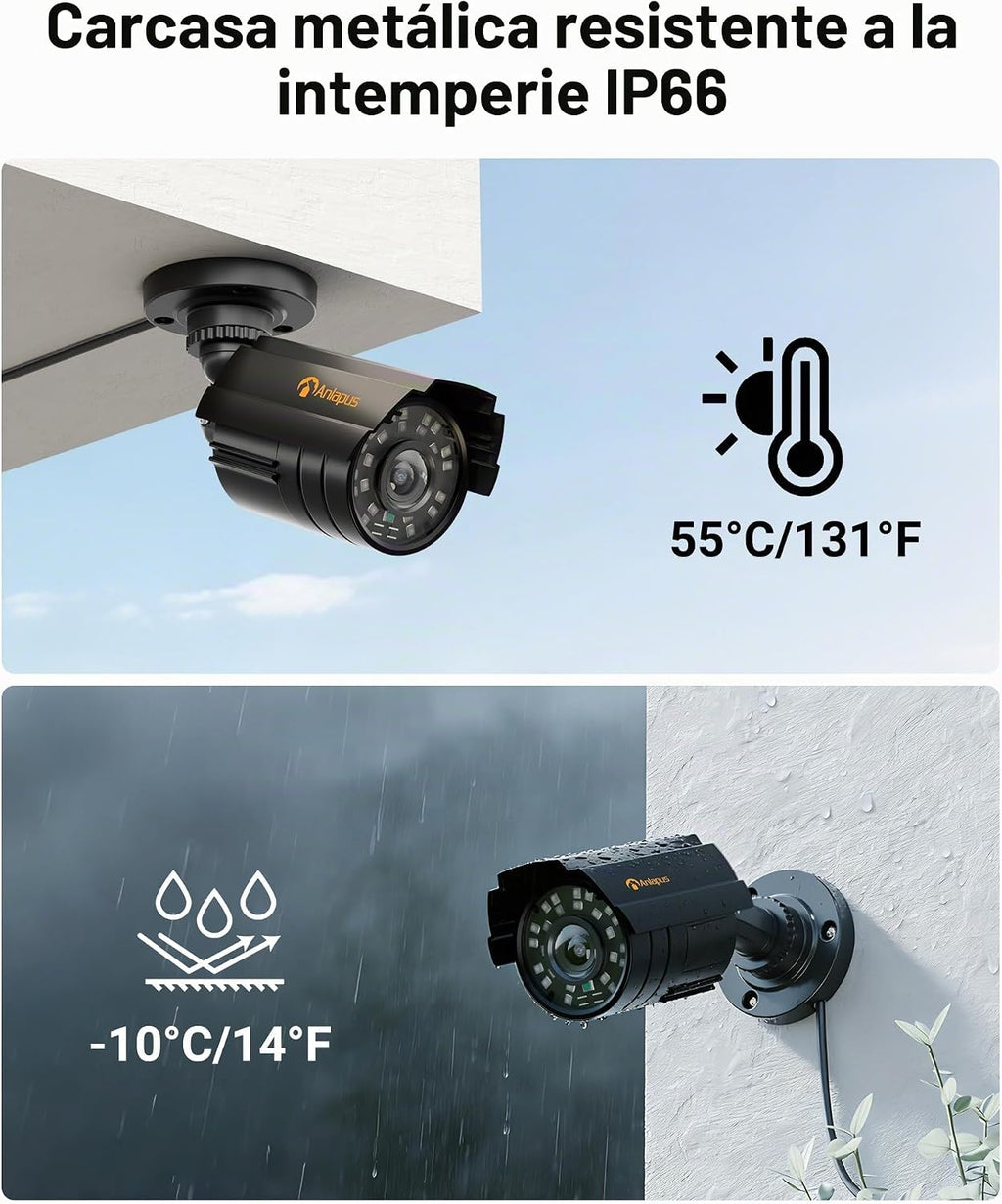 Anlapus Paquete de 4 cámaras de seguridad 1080P para sistema DVR de...