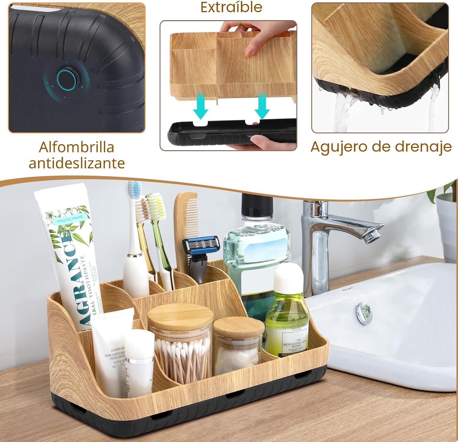 GFWARE Organizadores y Almacenamiento para Baño - Soporte Desmontab...