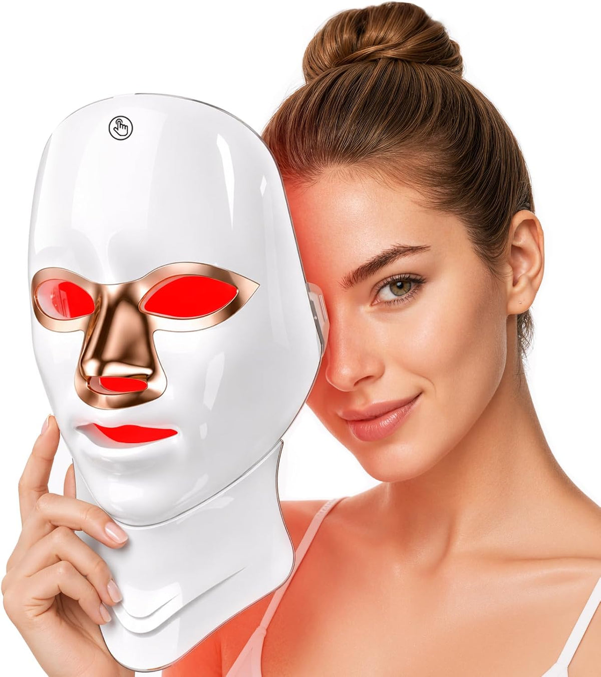 Máscara de terapia de luz roja para cara y cuello, cobertura facial...