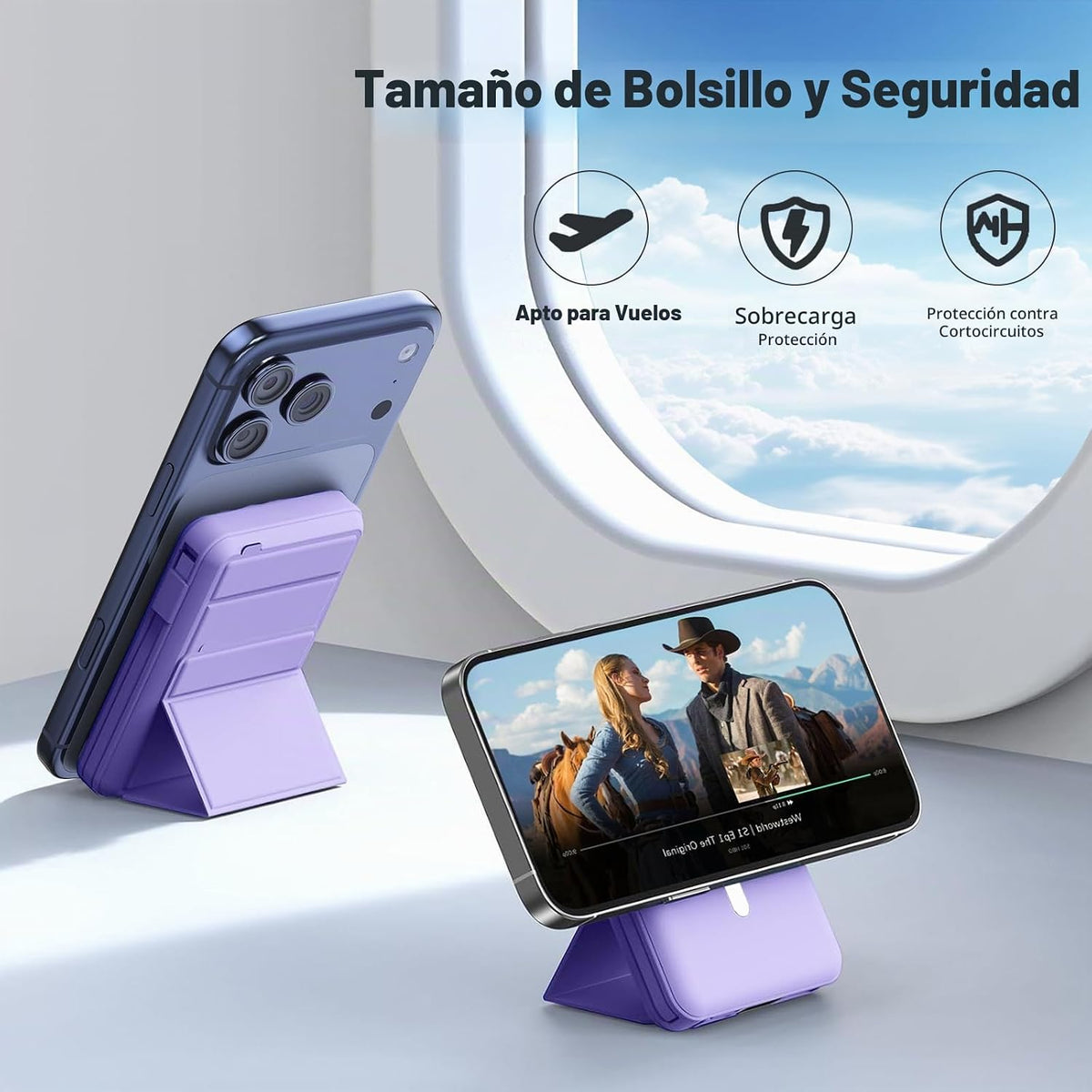 Azmuth para cargador portátil MagSafe, banco de energía magnético d...
