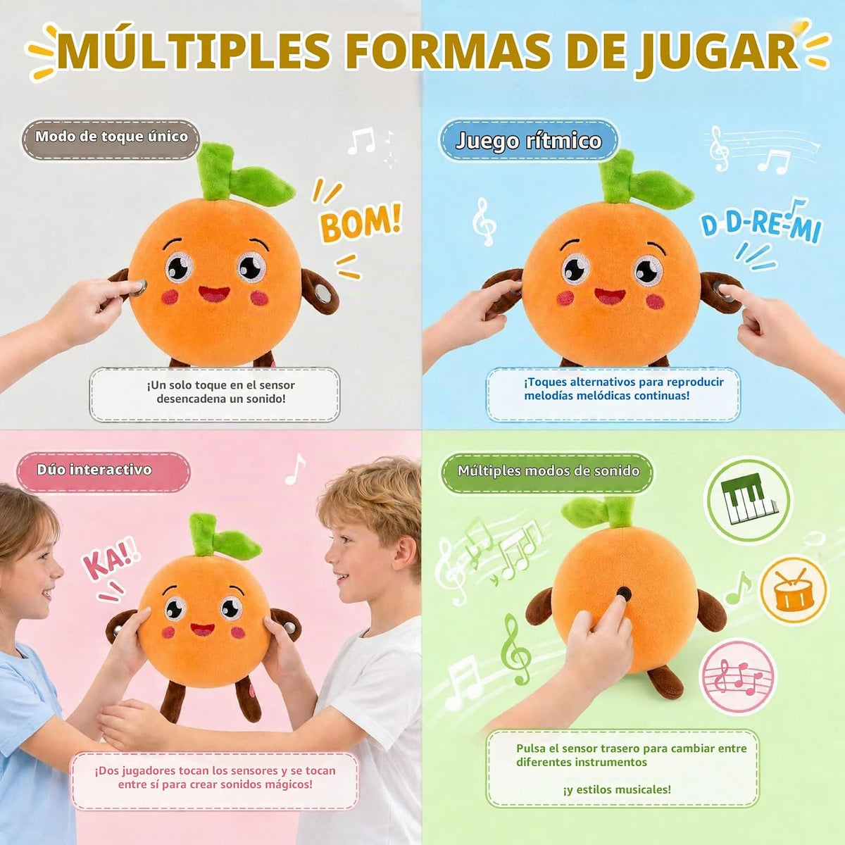 DoddyFun Juego de juguetes de peluche interactivos con música para...