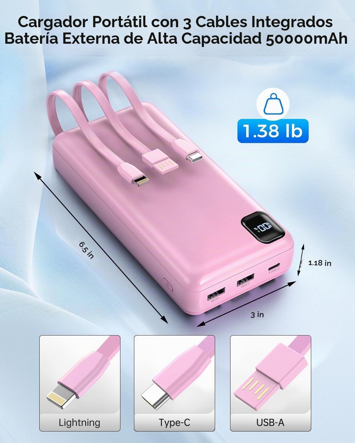 50000mAh 22.5W cargador portátil de carga rápida del banco del pode...