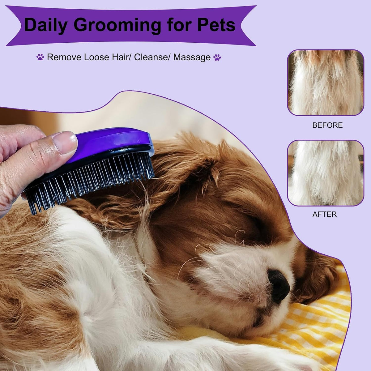 MAEELOU Kit de aseo de cepillo para cachorros de 3 piezas (morado o...