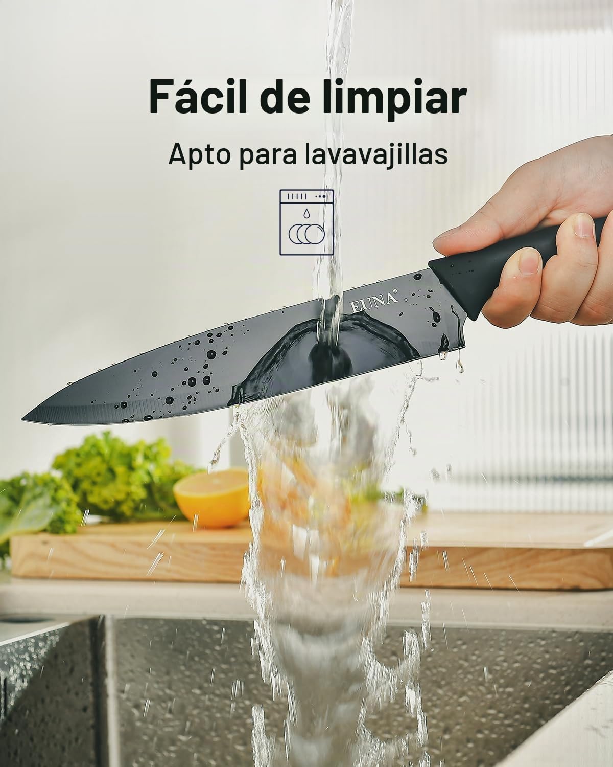 EUNA Juego de cuchillos de cocina, 19 piezas, juego de cuchillos ne...