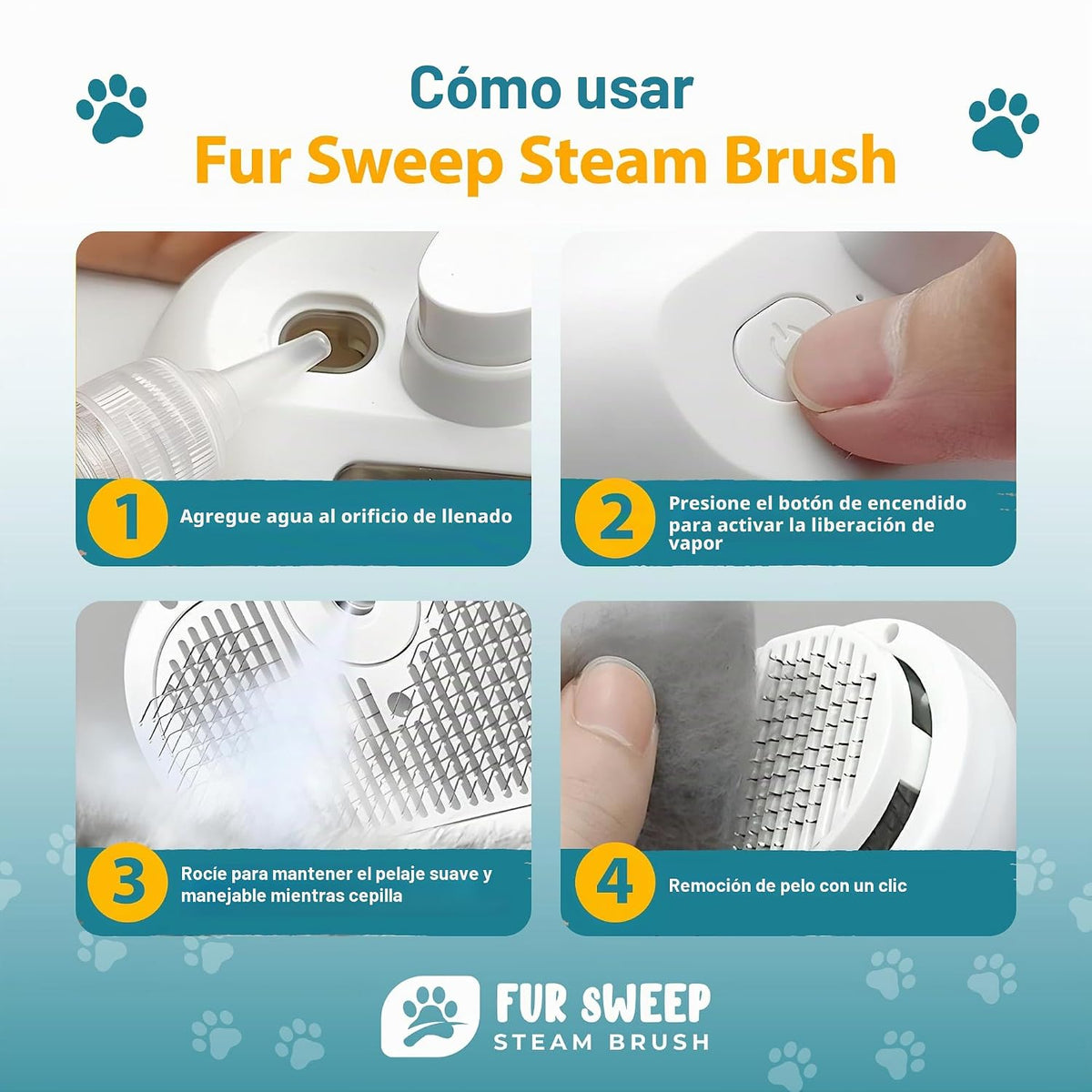 Cepillo de vapor de barrido de piel para perros, peine para aseo y...