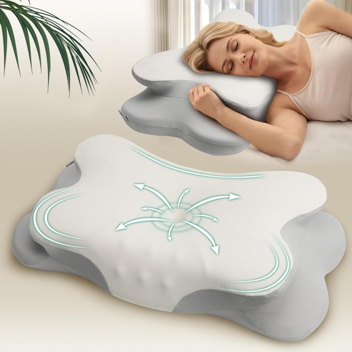 Feagar Almohada cervical para el cuello, almohada de espuma viscoel...