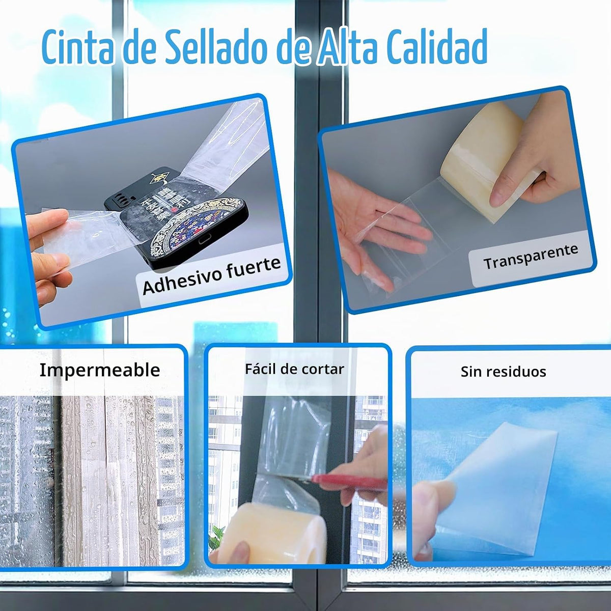 Cinta transparente para sellado de ventanas, kit de sellado de vent...