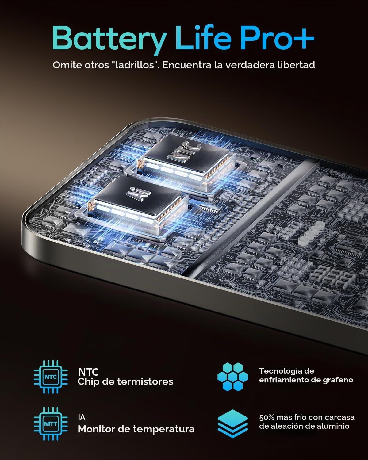 MOMAX Banco inalámbrico magnético del poder, 10000mAh delgado 0,5&#...