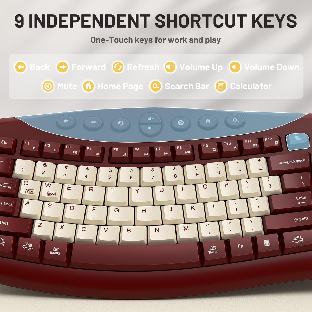 Teclado inalámbrico y ratón Combo silencioso ergonómico diseño curv...