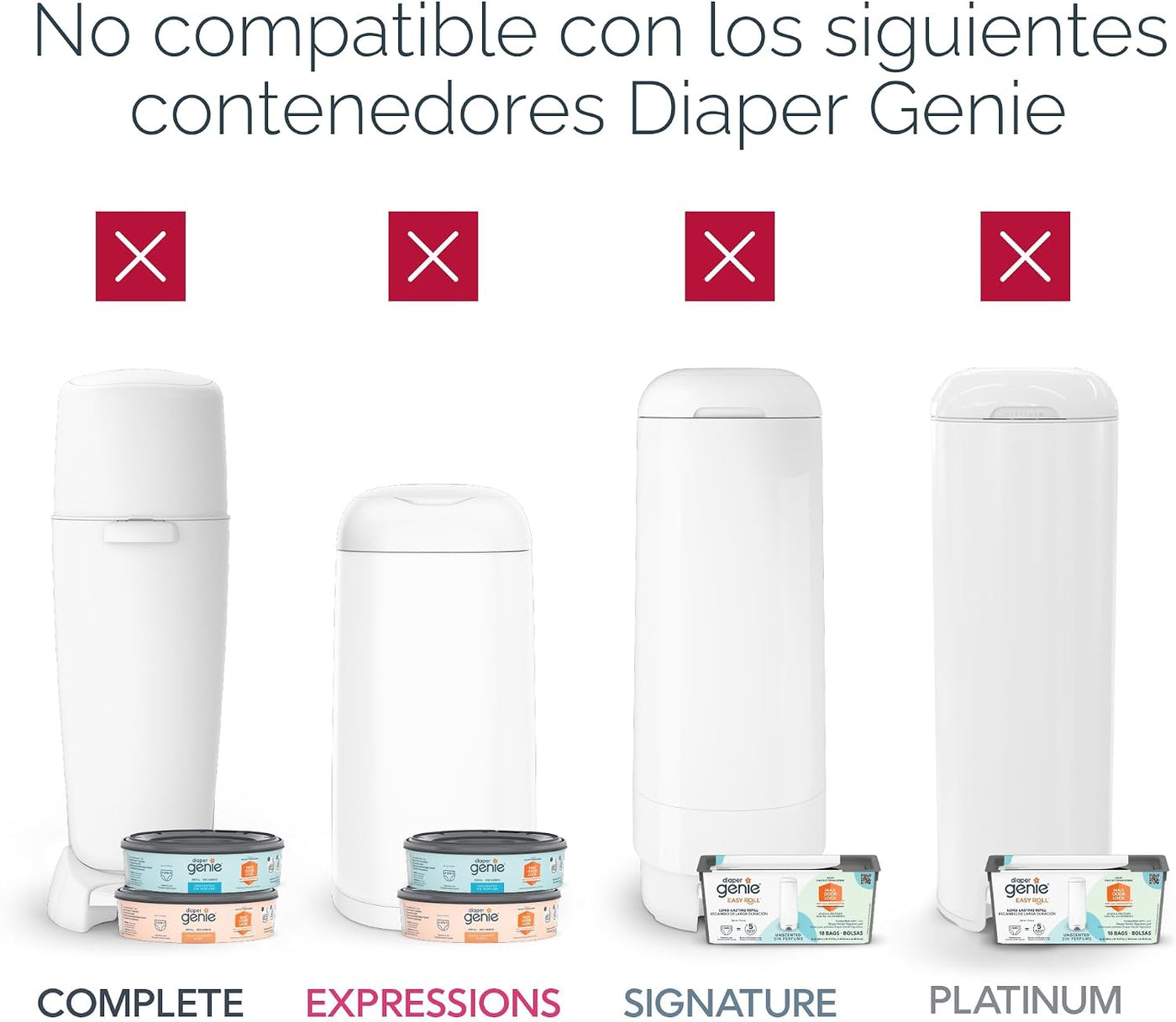 Diaper Genie Recambio cuadrado jumbo, con película continua, puede...