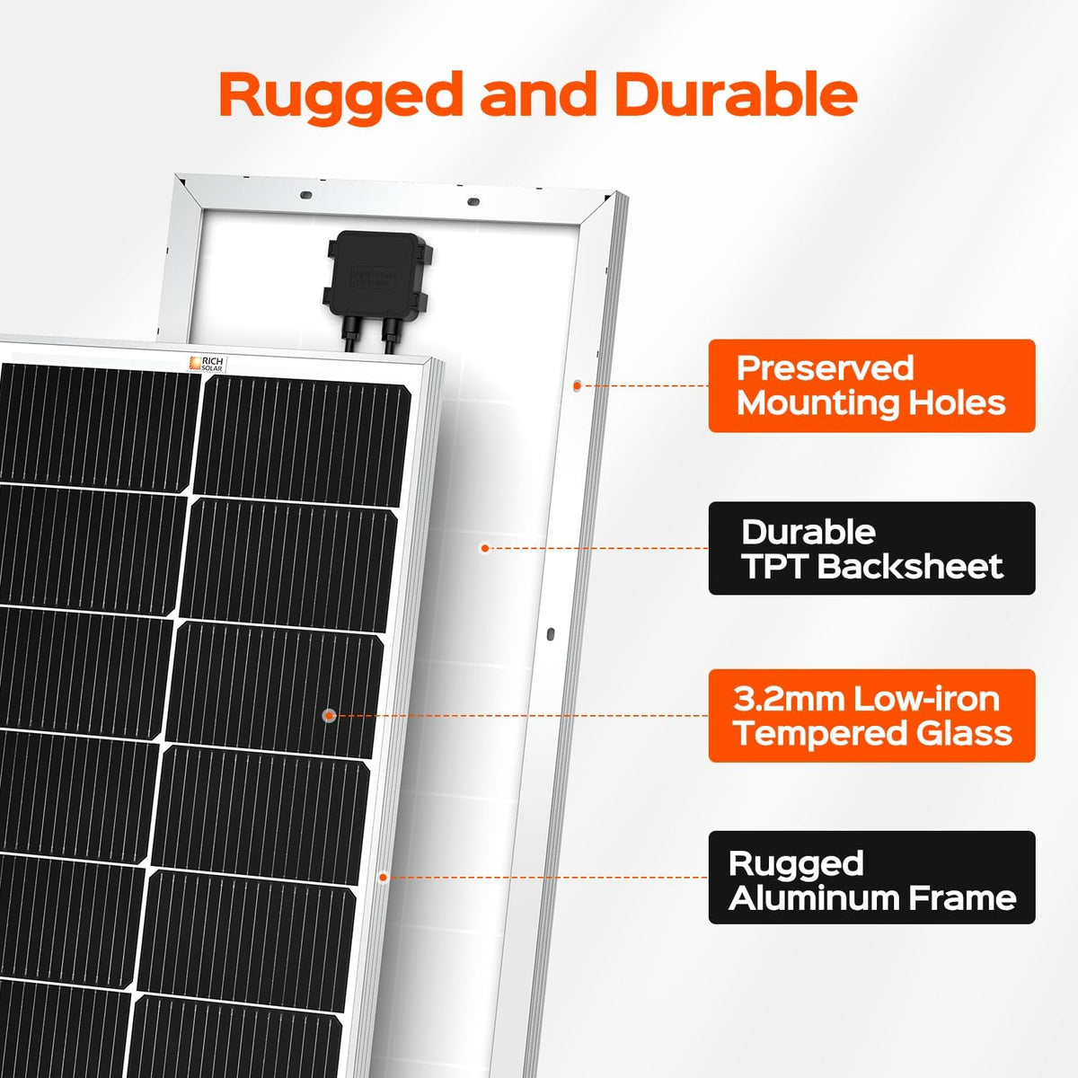 RICH SOLAR MEGA 130 Slim - Paquete de 2 paneles solares monocristal...