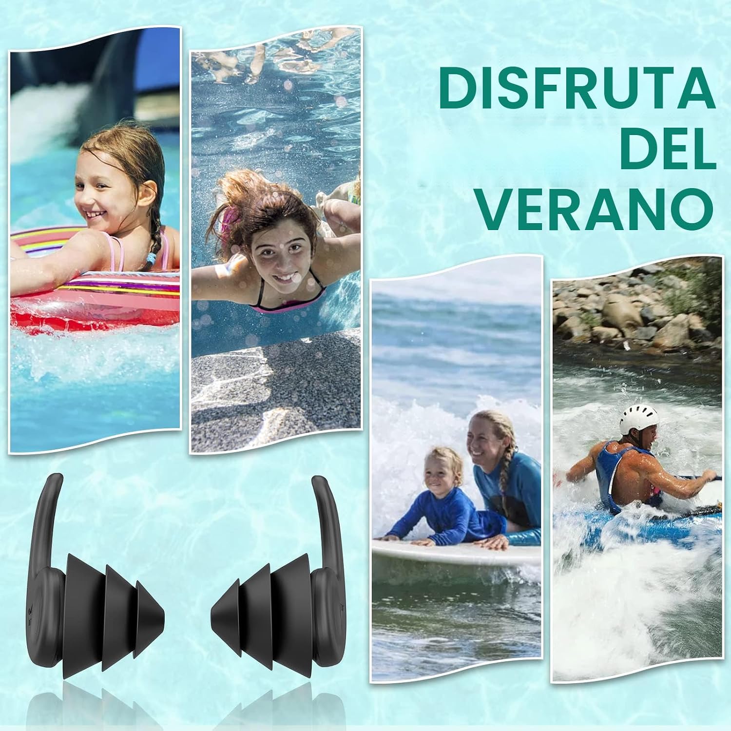 Tapones para los oídos de natación para adultos, 3 pares de tapones...