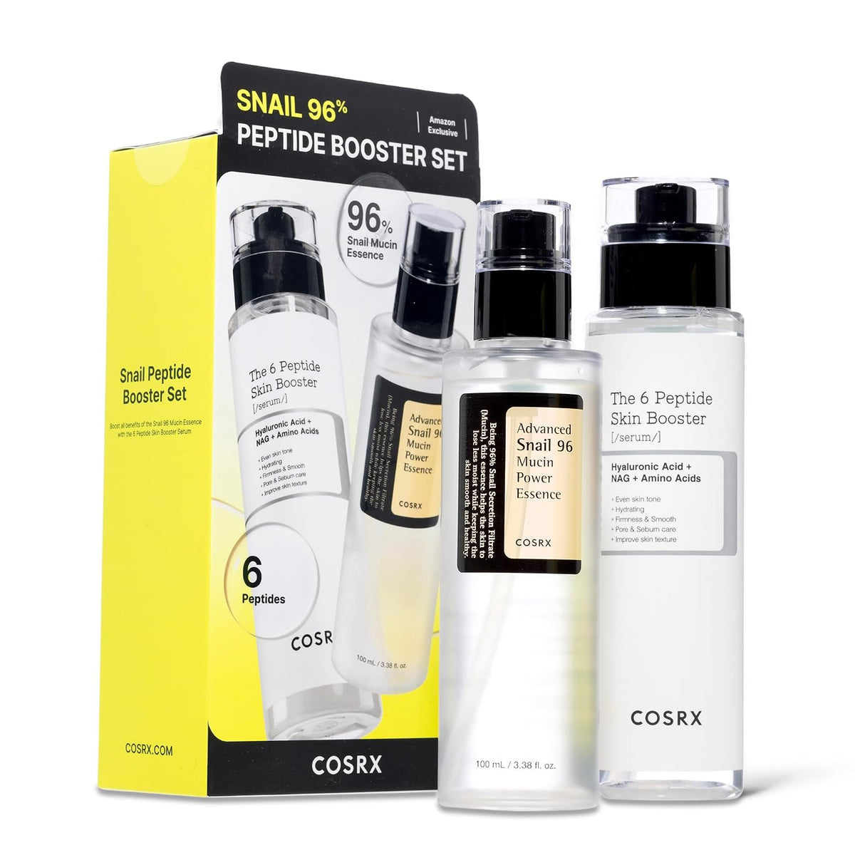 COSRX Snail Mucin - Juego de refuerzo de péptidos al 96%, set de re...