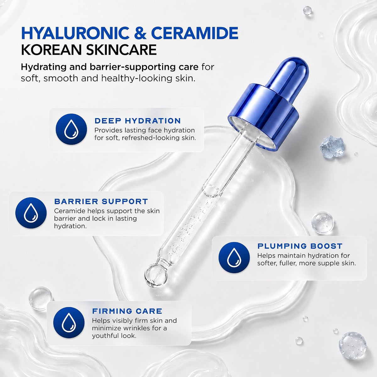 Clear Beauty Suero de ceramida y ácido hialurónico para cara, derma...