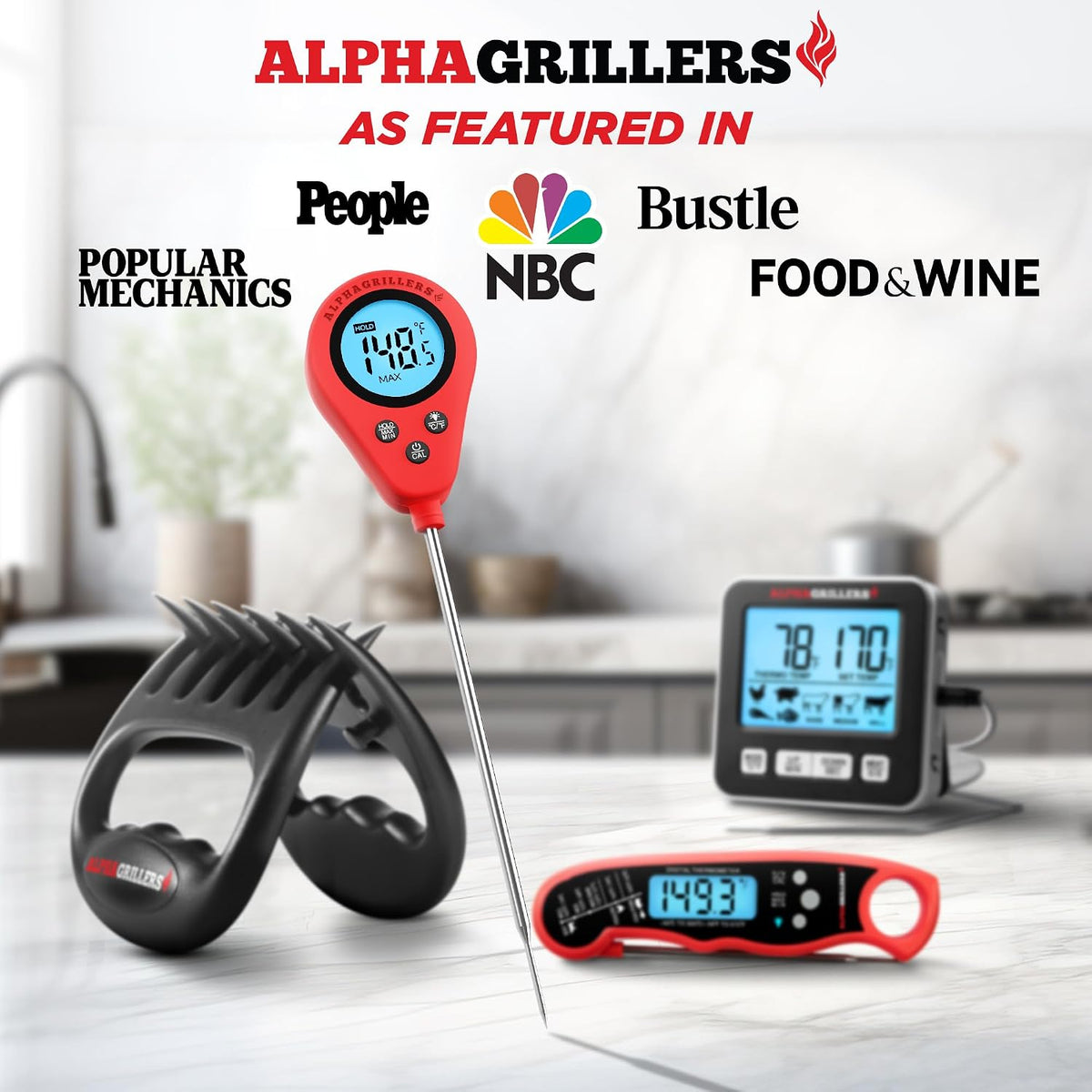 Alpha Grillers Termómetro de carne de lectura instantánea Sonda dig...