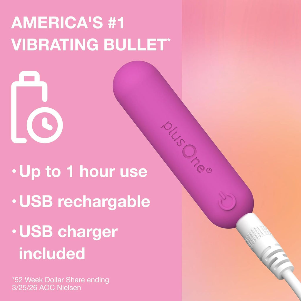 plusOne Bala vibratoria impermeable y recargable, rosa oscuro | Mas...
