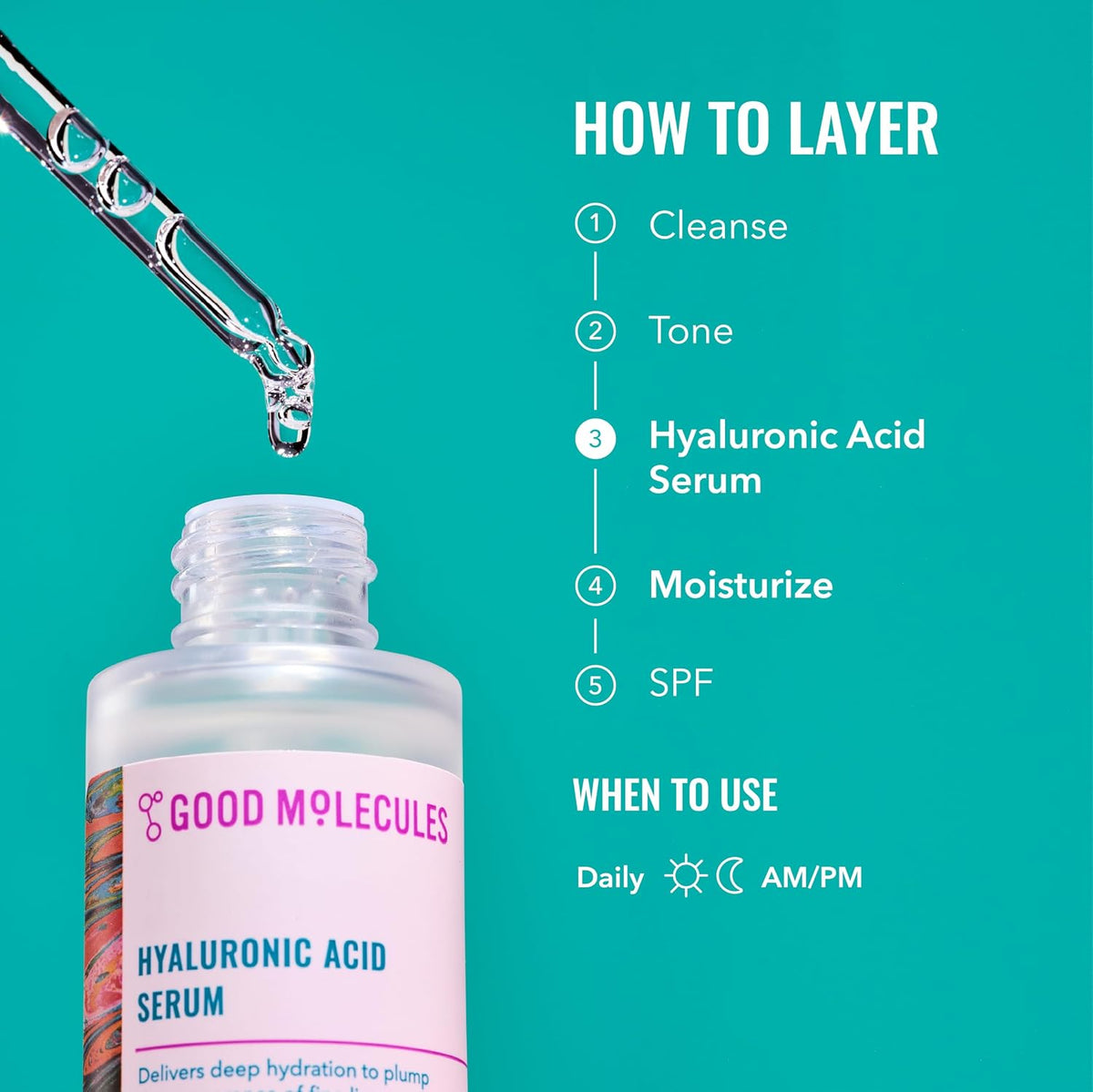 Good Molecules Suero de ácido hialurónico | Hidrata profundamente p...